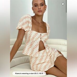 NWOT Princess Polly Passionfruit Linen Blend Top Multi (Part of Set)